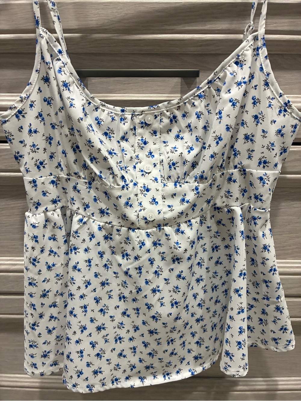 SHEIN White Tank with Blue Floral Print